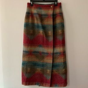 Vintage Wool-blend Maxi Wrap skirt